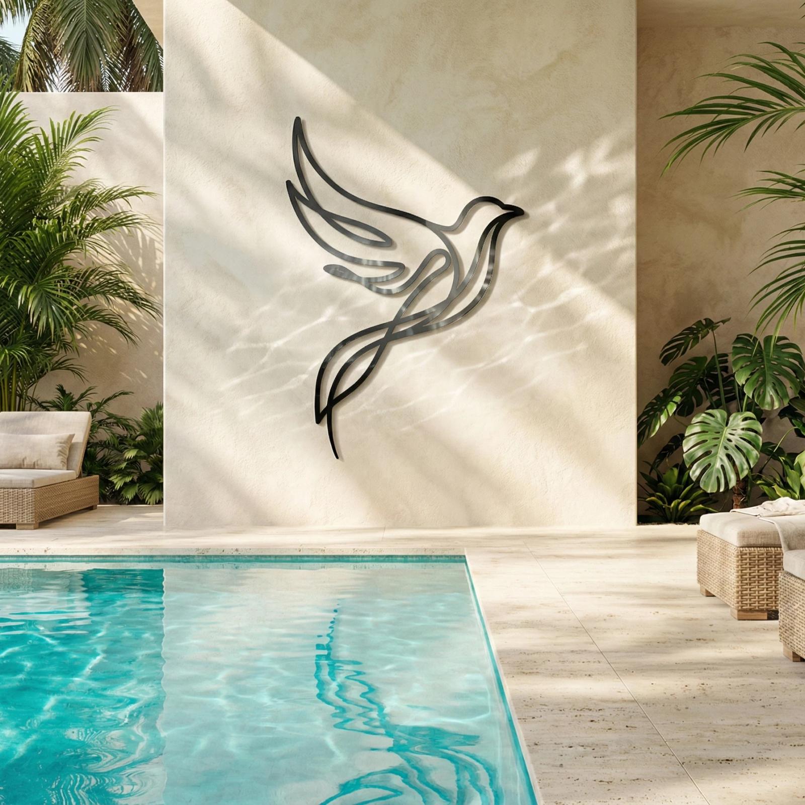 One Line Flying Bird Metal Wall Art – Soaring Dove, Minimalist Living Room Decor — 4