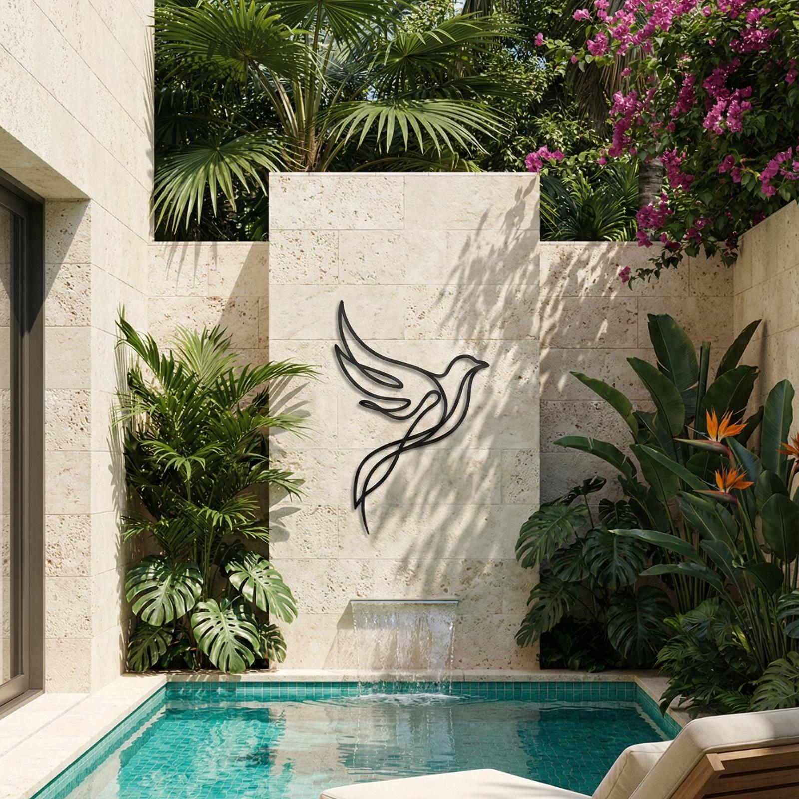 One Line Flying Bird Metal Wall Art – Soaring Dove, Minimalist Living Room Decor — 5