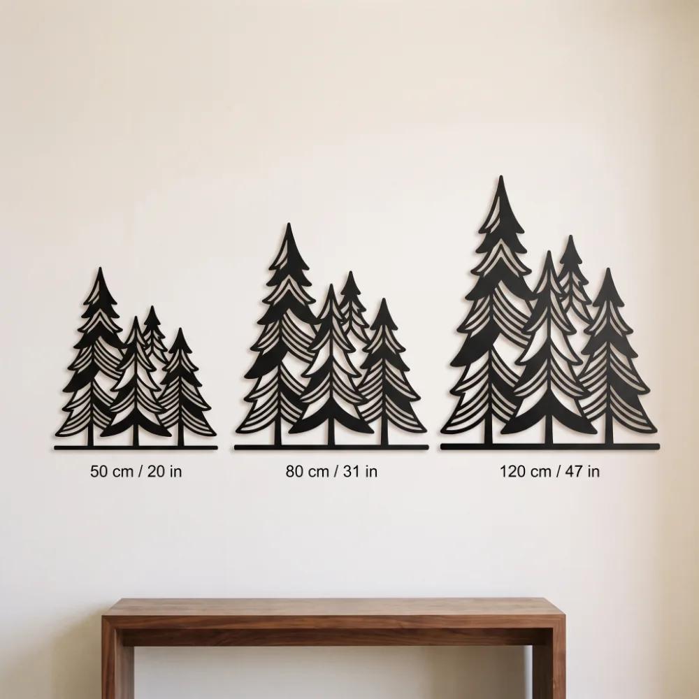 Pine Tree Metal Wall Art – Silent Timberline, Rustic Cabin Living Room Decor — 7