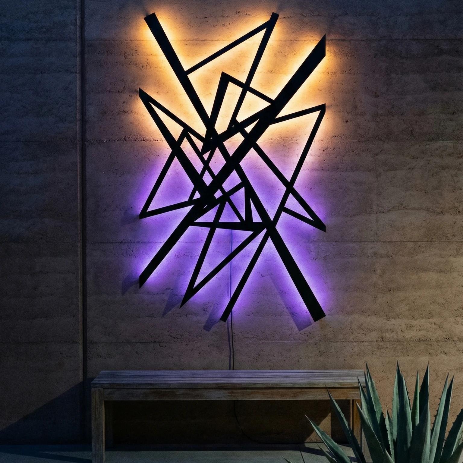 Abstract Geometric Metal Wall Art – Fractured Geometry, Modern Living Room Decor — 12
