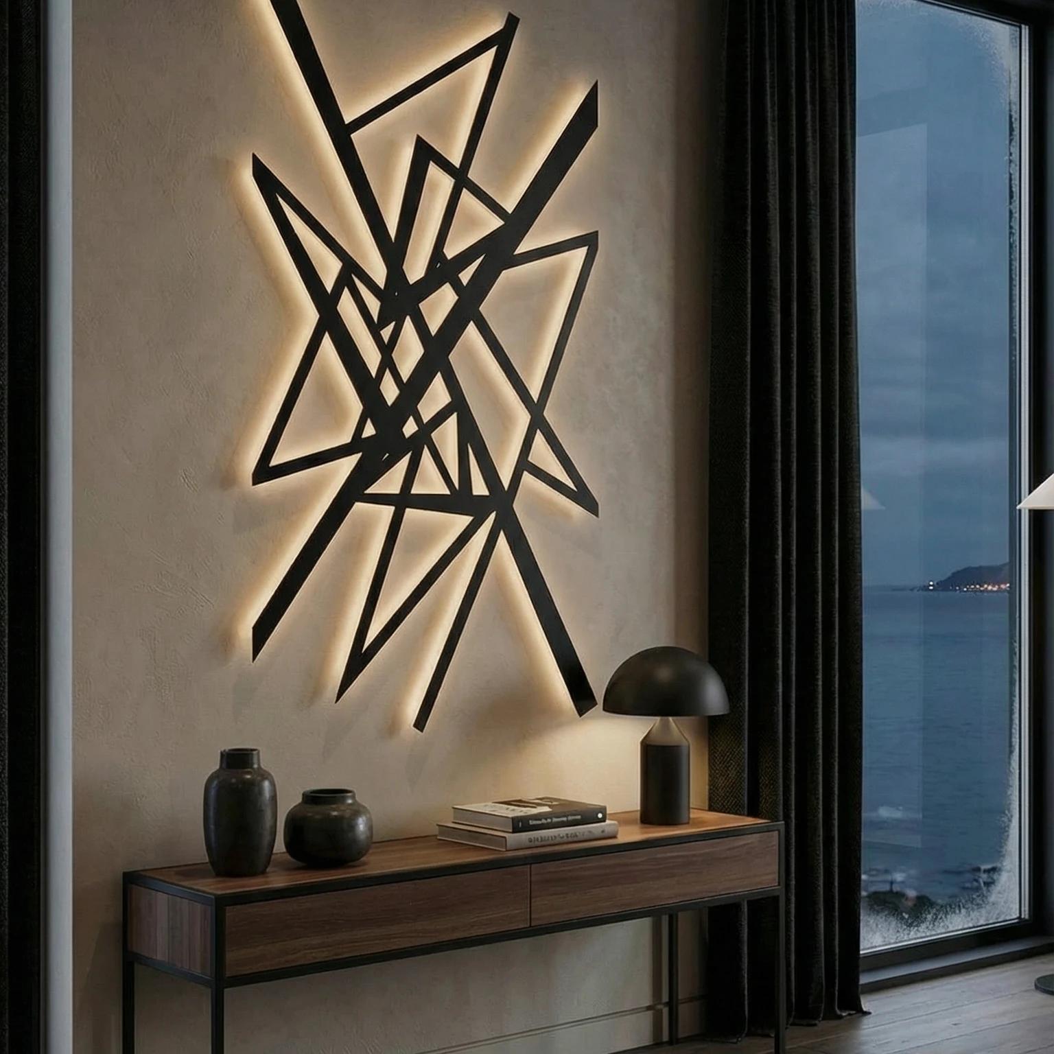 Abstract Geometric Metal Wall Art – Fractured Geometry, Modern Living Room Decor — 2