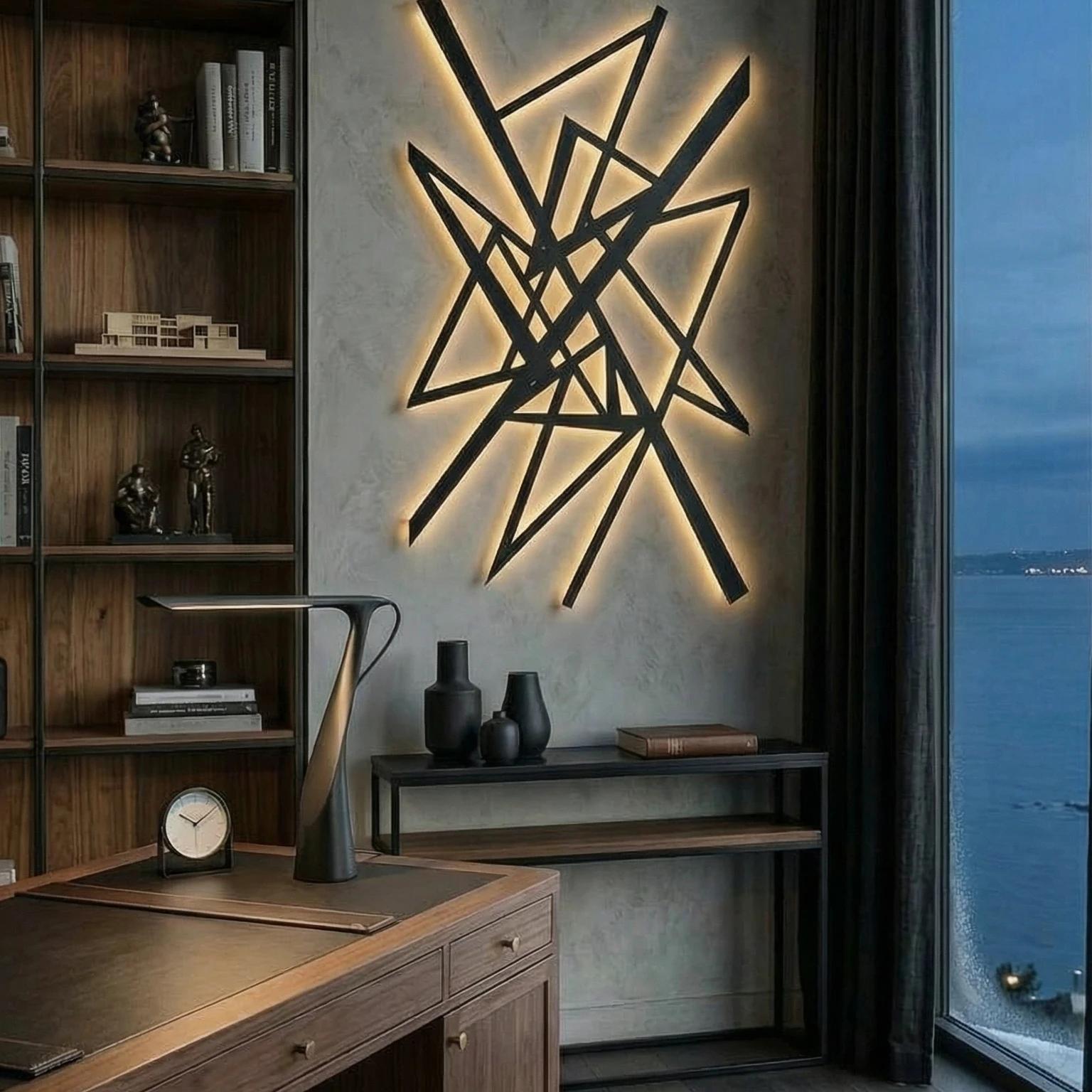 Abstract Geometric Metal Wall Art – Fractured Geometry, Modern Living Room Decor — 3