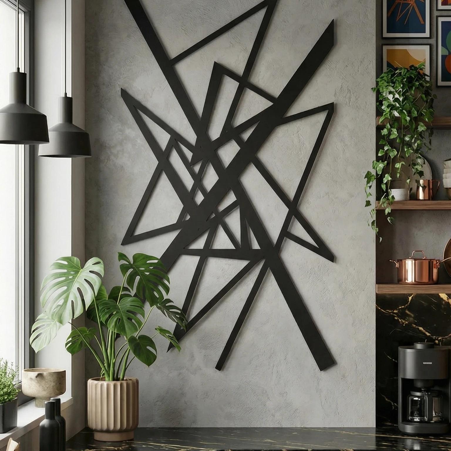 Abstract Geometric Metal Wall Art – Fractured Geometry, Modern Living Room Decor — 7