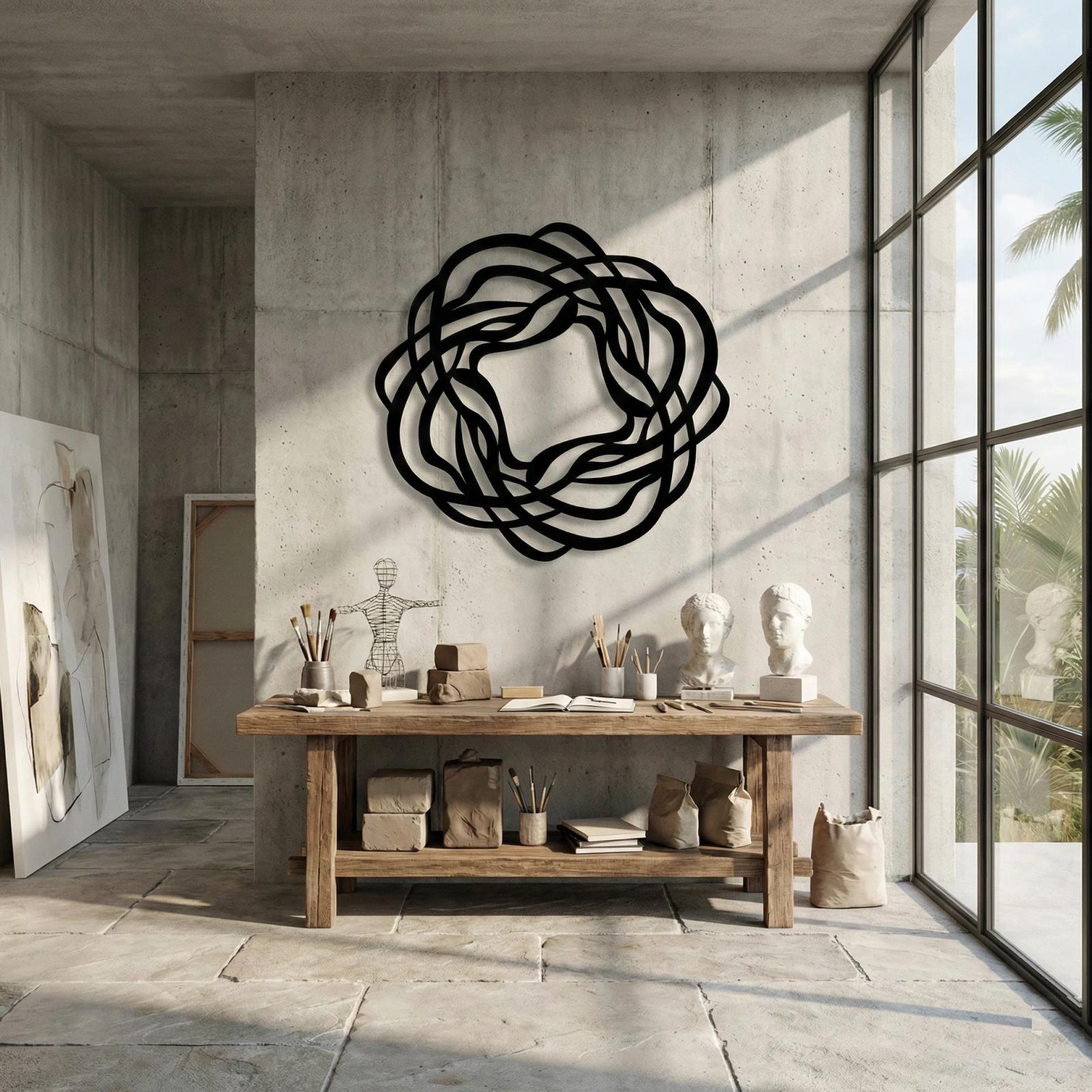 Abstract Knot Metal Wall Art – Infinity Loop, Modern Living Room Decor