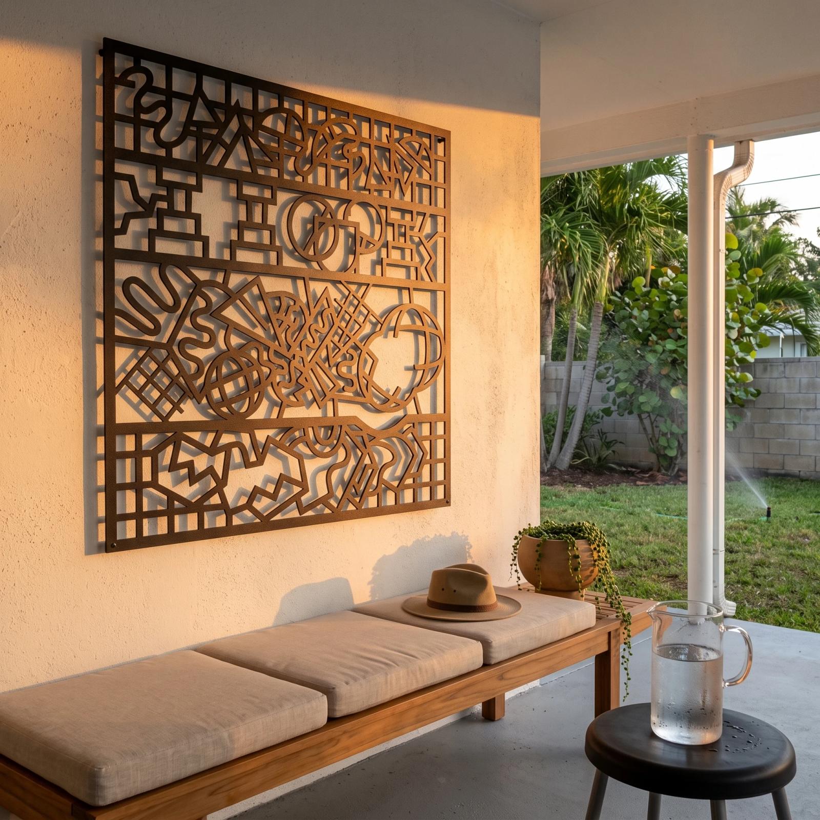 Memphis Abstract Metal Wall Art Postmodern Geometric Collage – Squiggle Sonata, Living Room Decor — 6