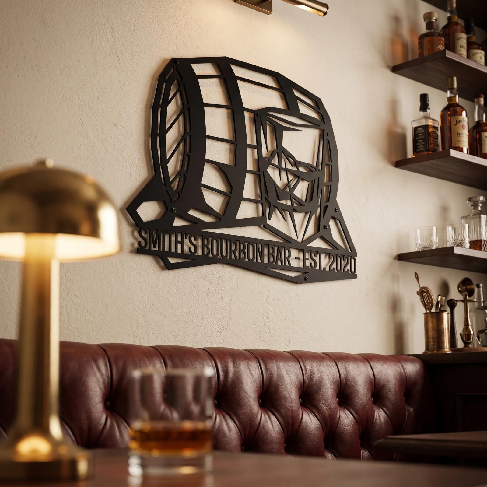 Bourbon Barrel Metal Bar Sign – Reserve Cask, Home Pub Decor For Husband — 7