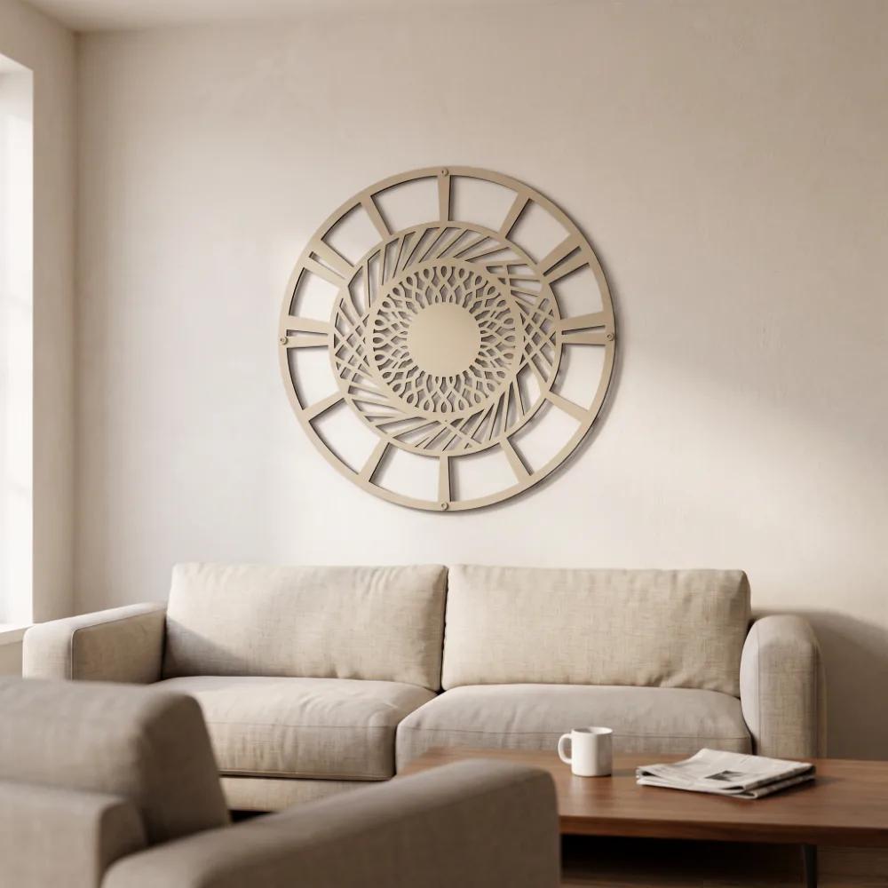 Mandala Metal Wall Art Round Geometric Decor – Solaris Coil, Living Room Statement Piece — 2