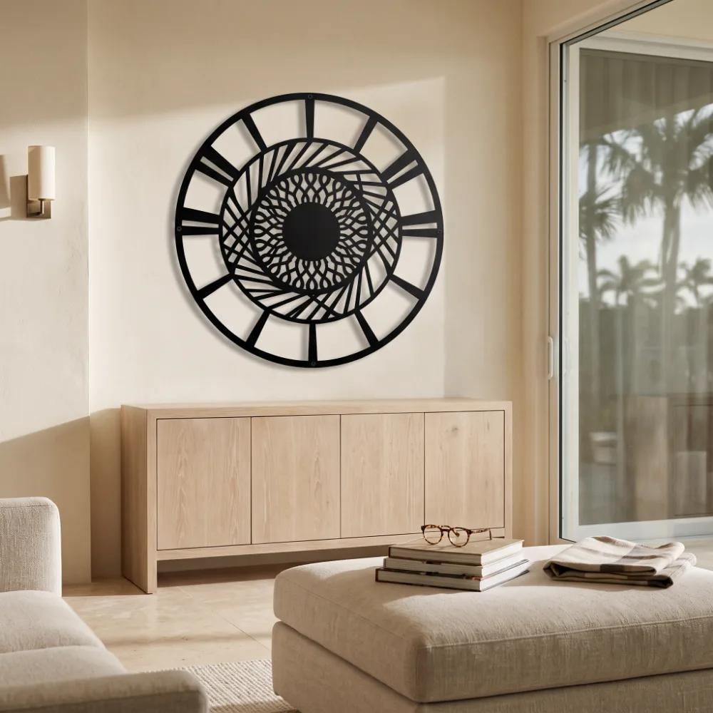 Mandala Metal Wall Art Round Geometric Decor – Solaris Coil, Living Room Statement Piece — 6