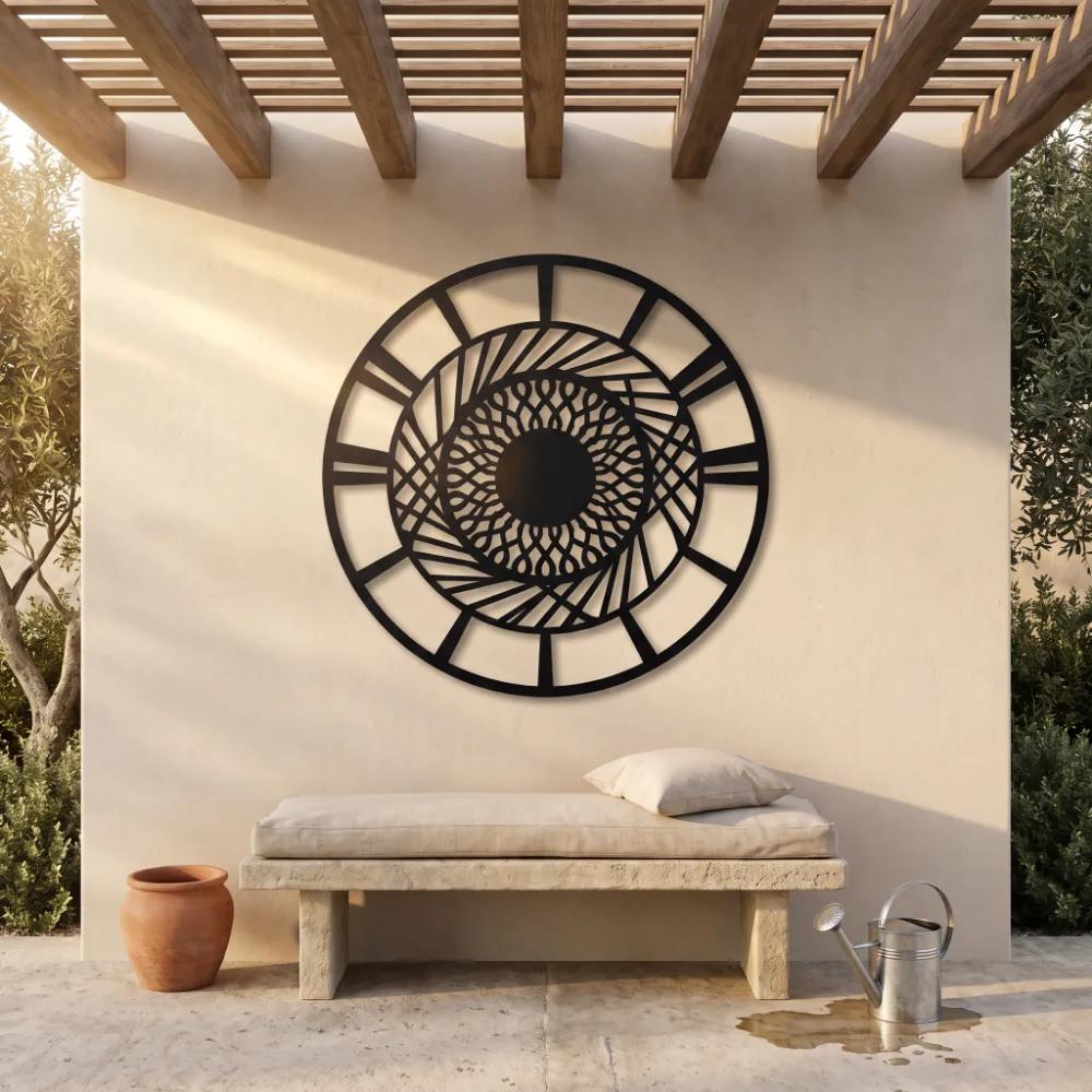 Mandala Metal Wall Art Round Geometric Decor – Solaris Coil, Living Room Statement Piece — 7
