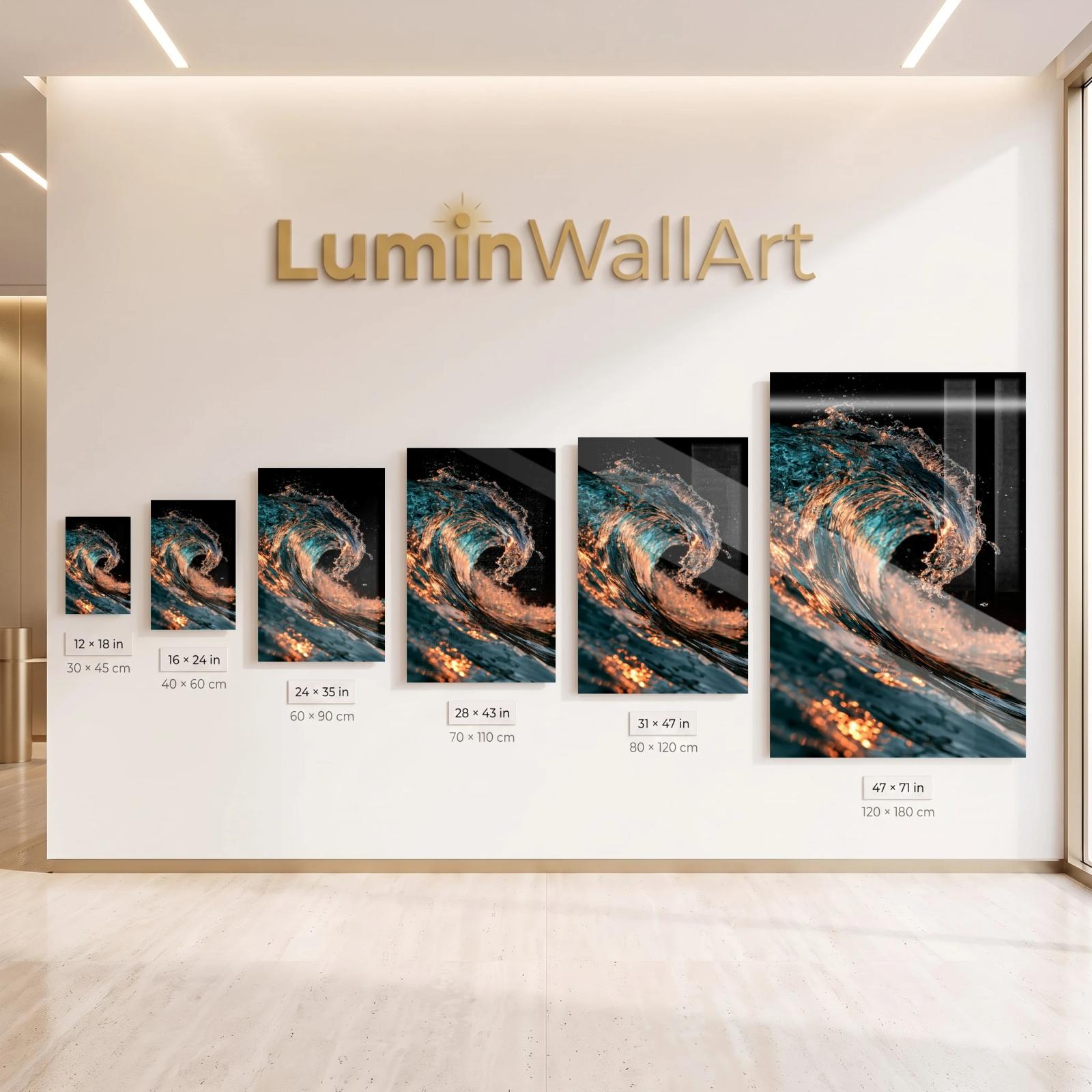 Ocean Wave Glass Wall Art Teal Copper Barrel | Glass Wall Decor — 8