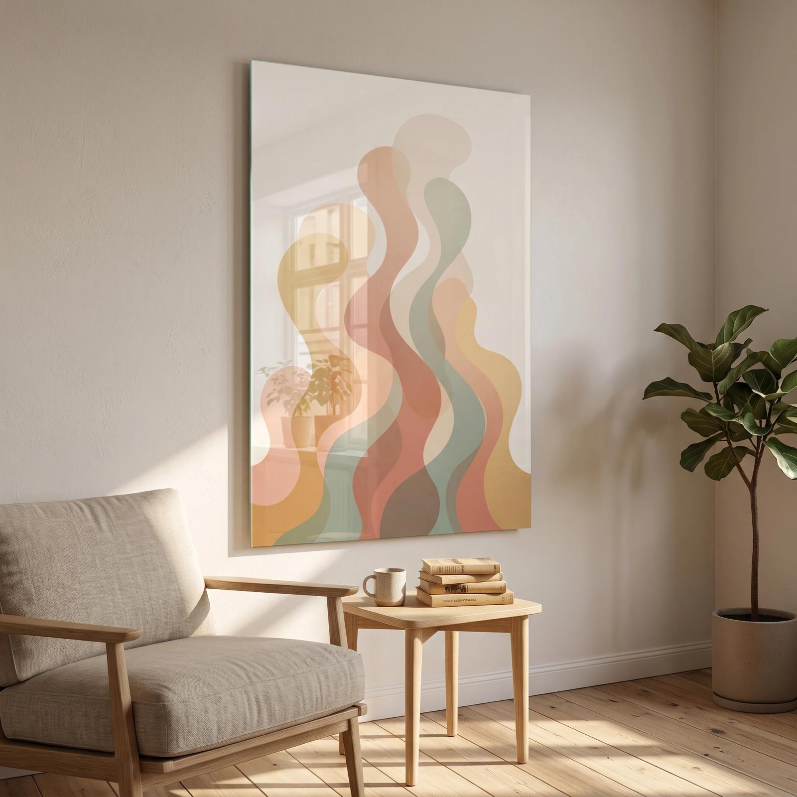 Warm Abstract Waves Earthy Organic Flow Glass Wall Art