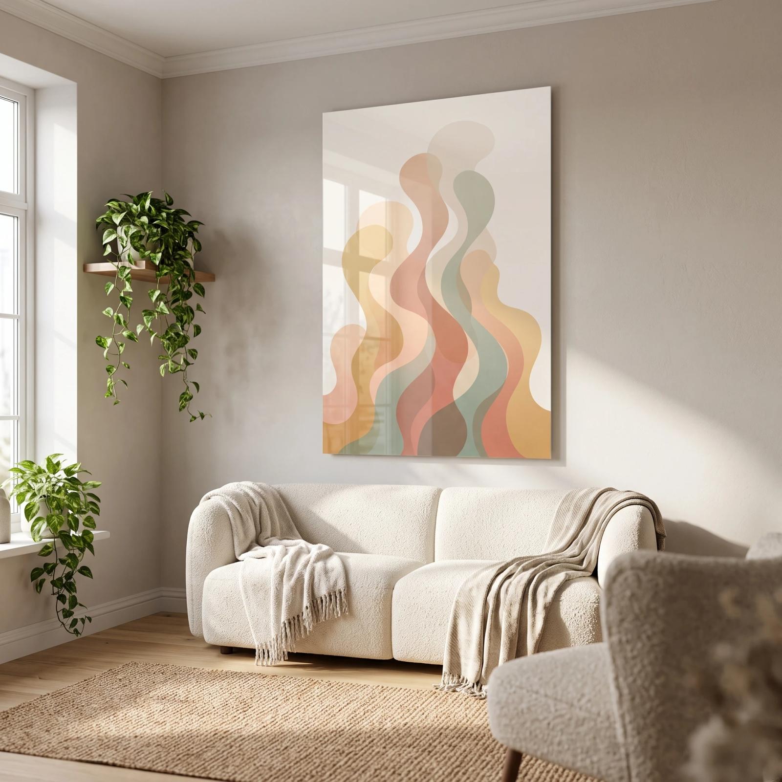 Warm Abstract Waves Earthy Organic Flow Glass Wall Art — 2