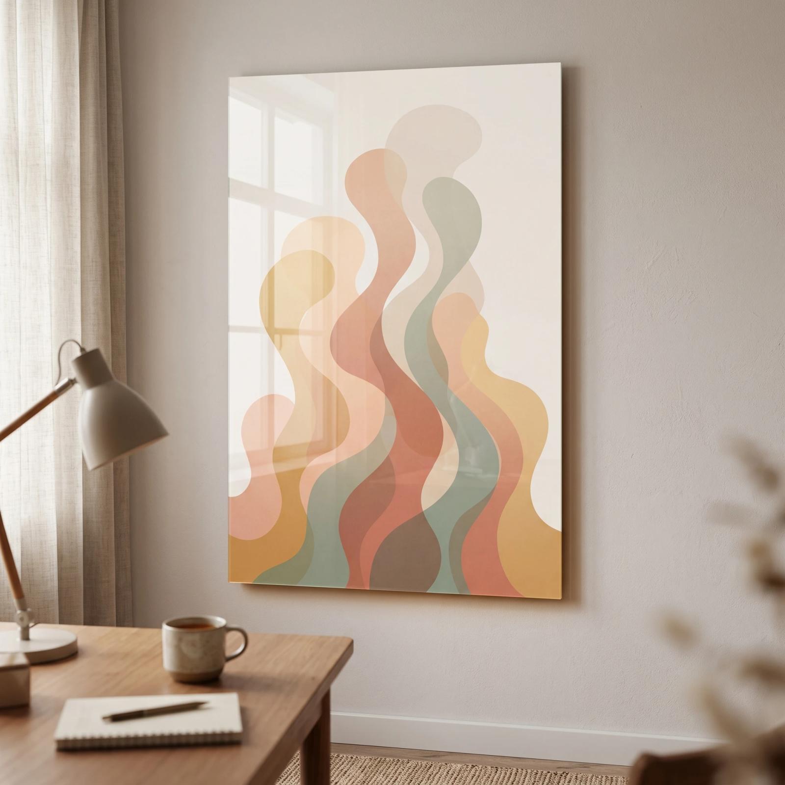 Warm Abstract Waves Earthy Organic Flow Glass Wall Art — 3