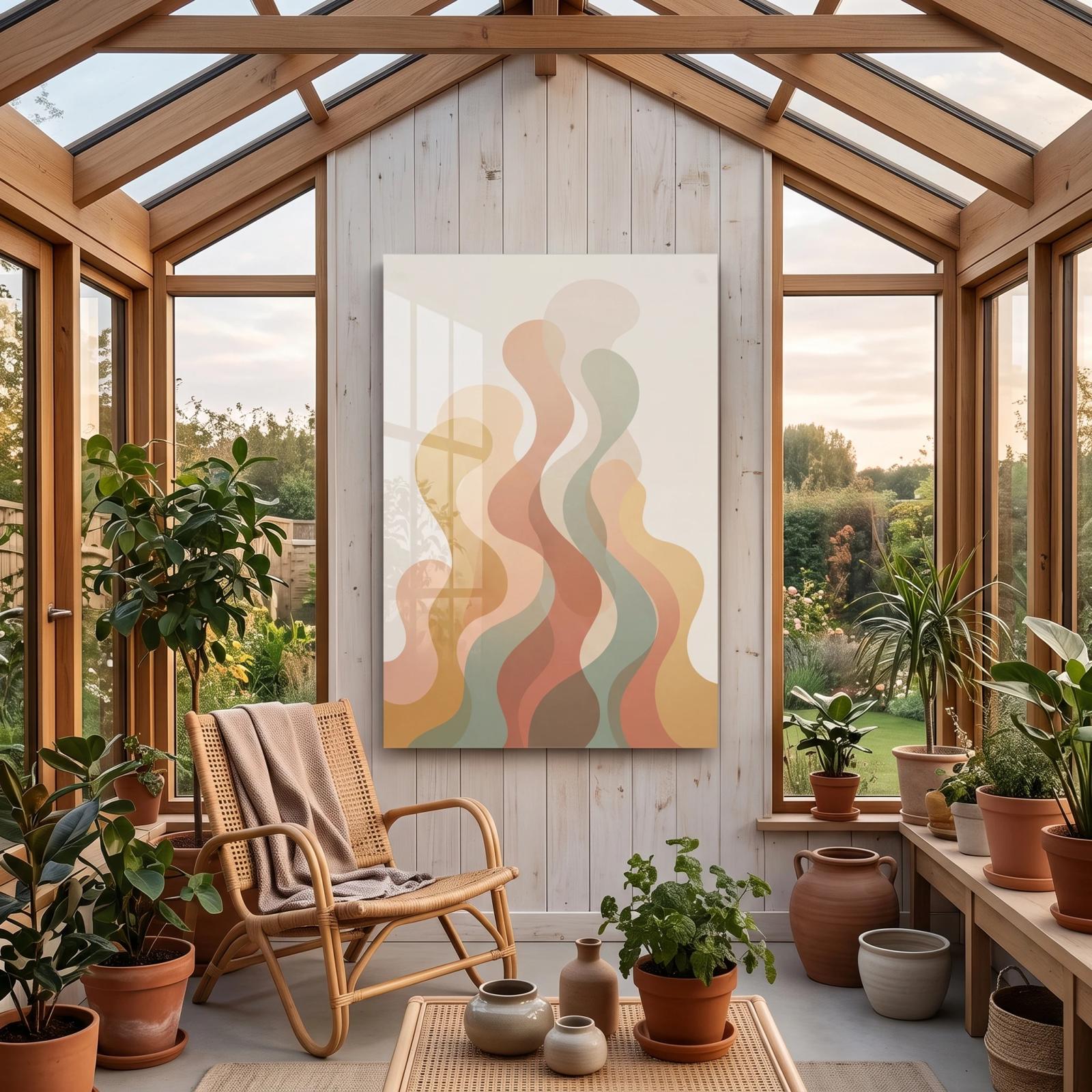 Warm Abstract Waves Earthy Organic Flow Glass Wall Art — 4