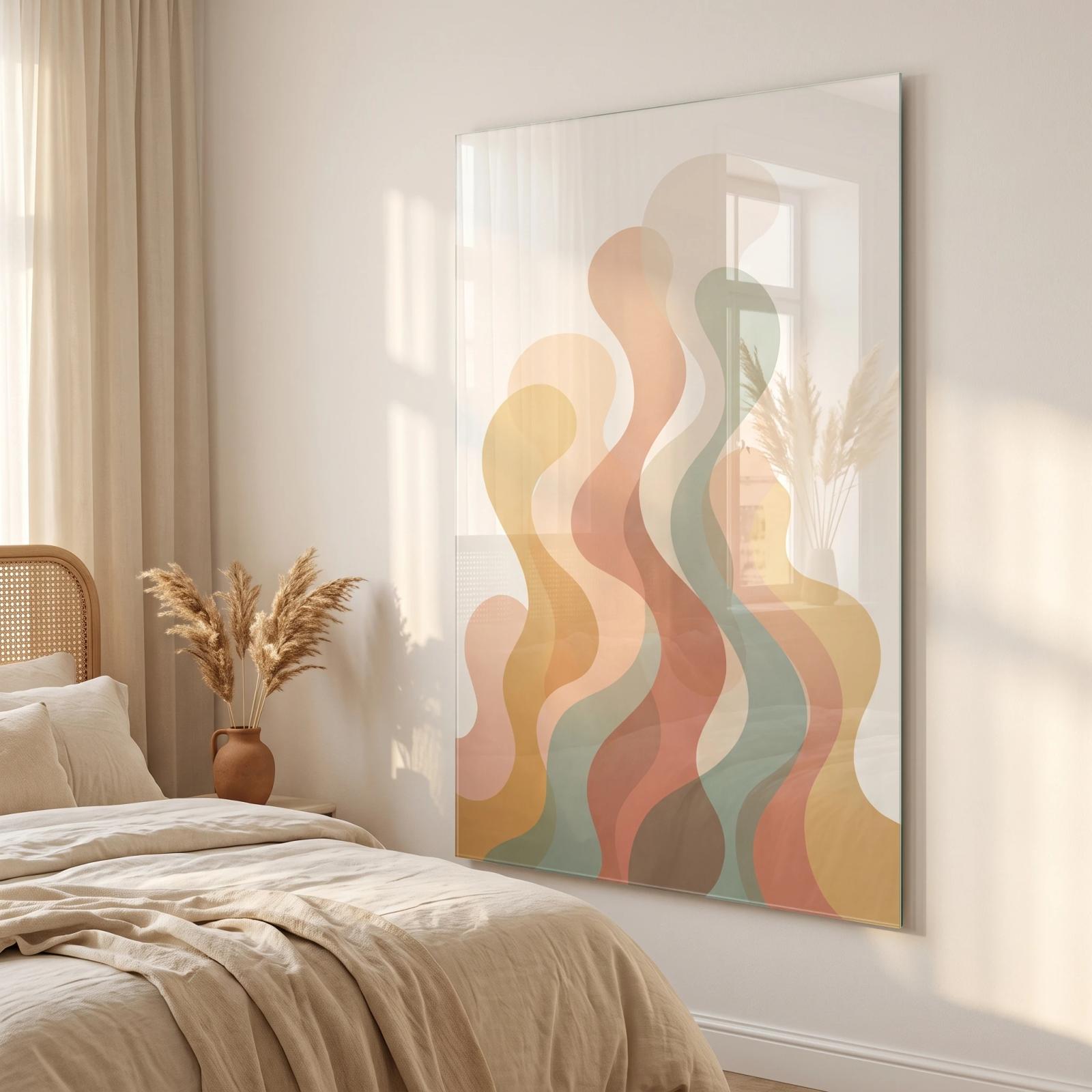 Warm Abstract Waves Earthy Organic Flow Glass Wall Art — 5