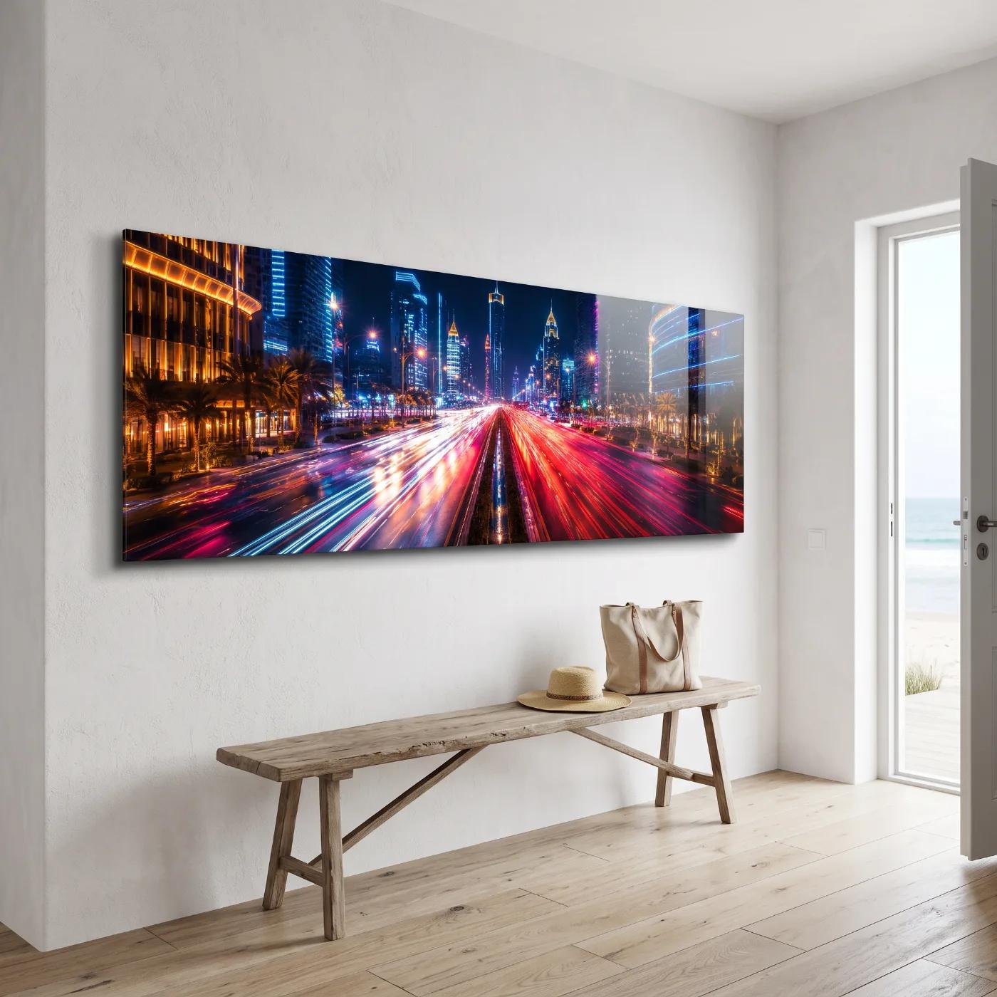 City Lights Long Exposure Skyline Wall Art | Glass Wall Art — 2