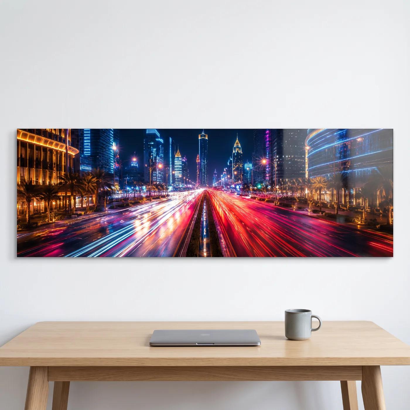 City Lights Long Exposure Skyline Wall Art | Glass Wall Art — 3