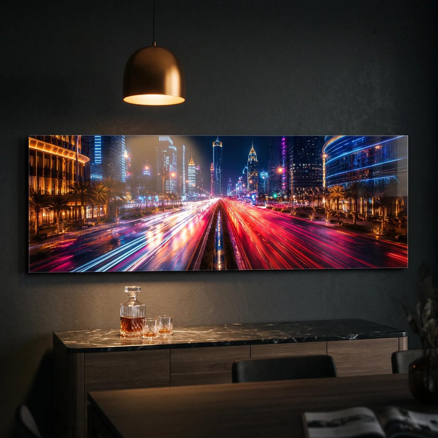 City Lights Long Exposure Skyline Wall Art | Glass Wall Art — 5
