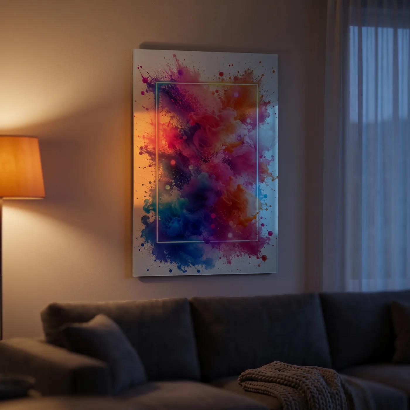 Colorful Abstract Wall Art Vibrant Splash Neon Frame | Glass Wall Art — 3