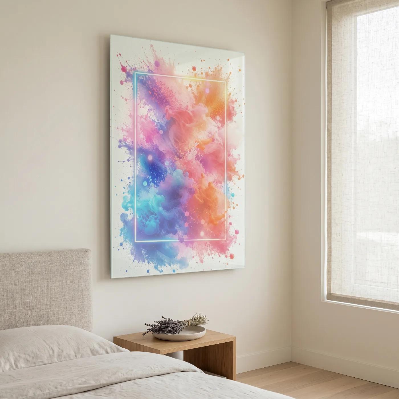 Colorful Abstract Wall Art Vibrant Splash Neon Frame | Glass Wall Art — 4