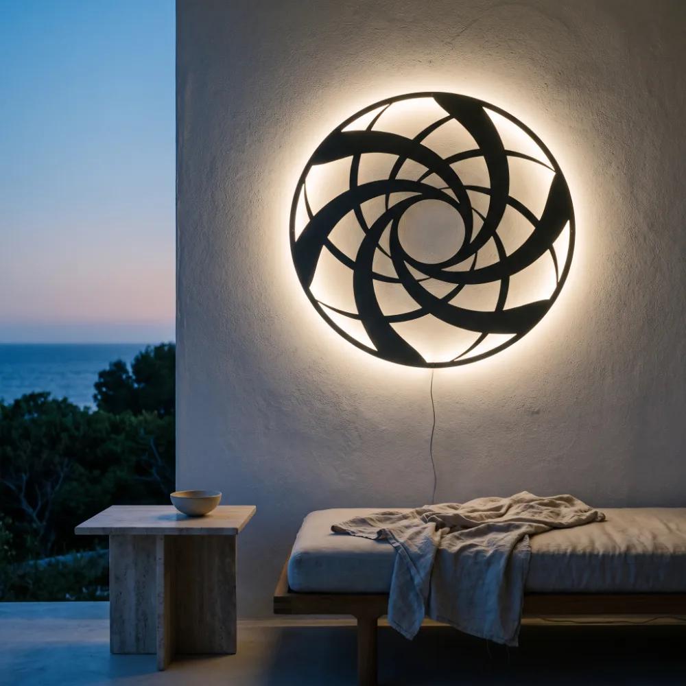 Abstract Metal Wall Art – Vortex Wheel, Modern Living Room Decor