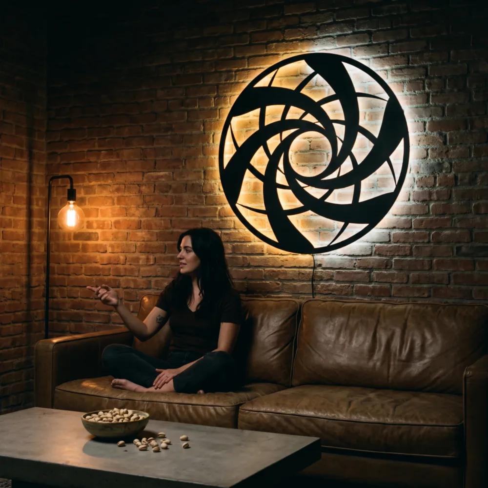 Abstract Metal Wall Art – Vortex Wheel, Modern Living Room Decor — 2