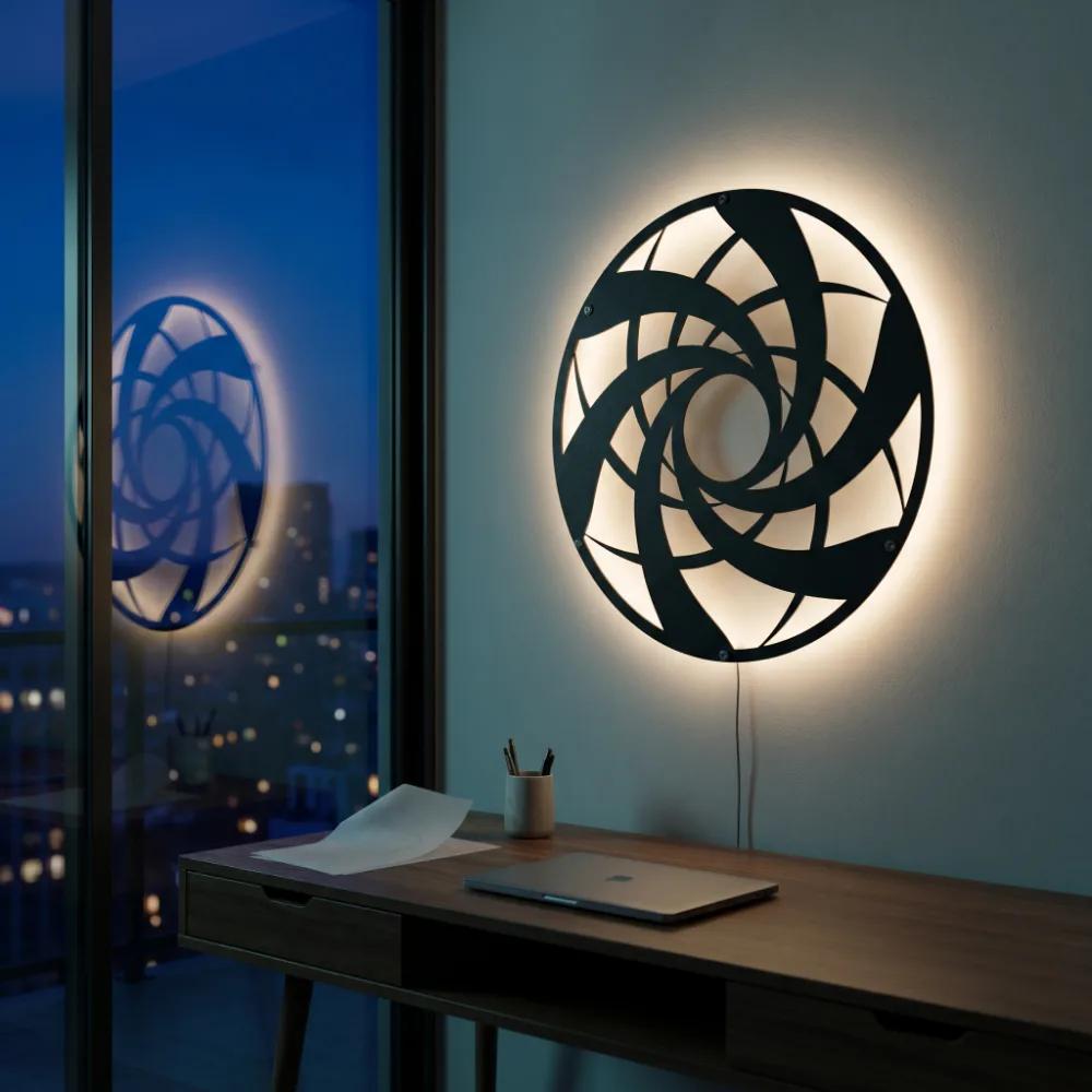 Abstract Metal Wall Art – Vortex Wheel, Modern Living Room Decor — 3