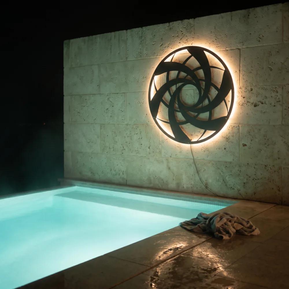 Abstract Metal Wall Art – Vortex Wheel, Modern Living Room Decor — 4