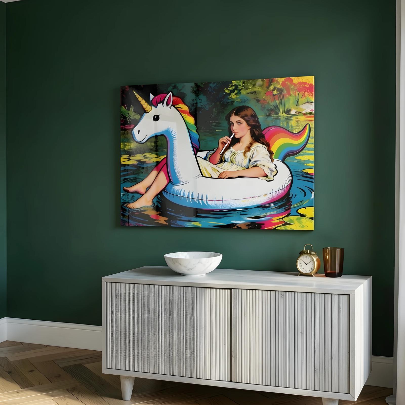 Whimsical Pop Portrait Unicorn Float Glass Wall Art — 5