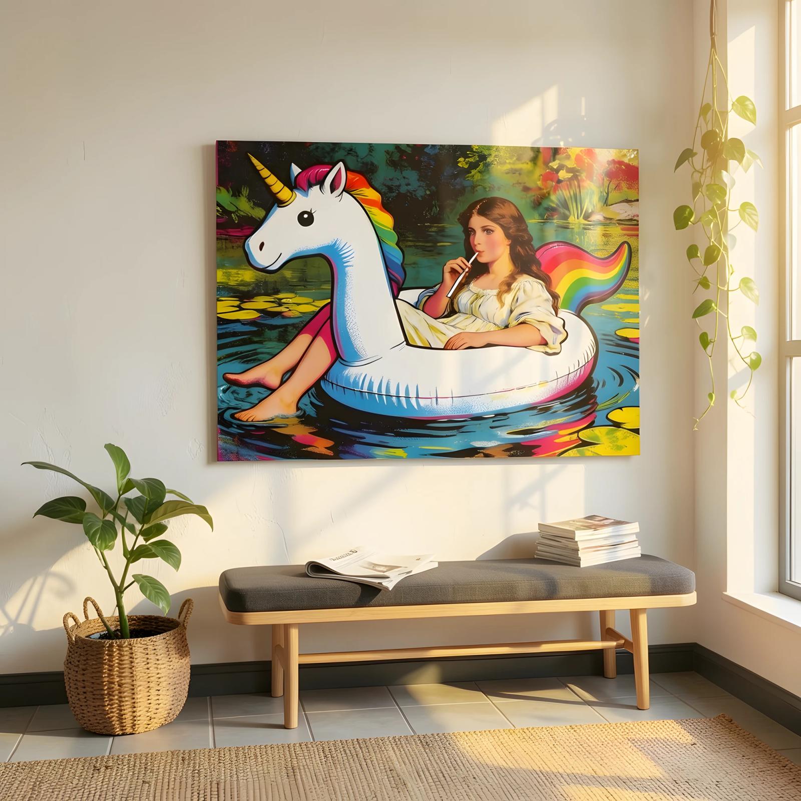 Whimsical Pop Portrait Unicorn Float Glass Wall Art — 7