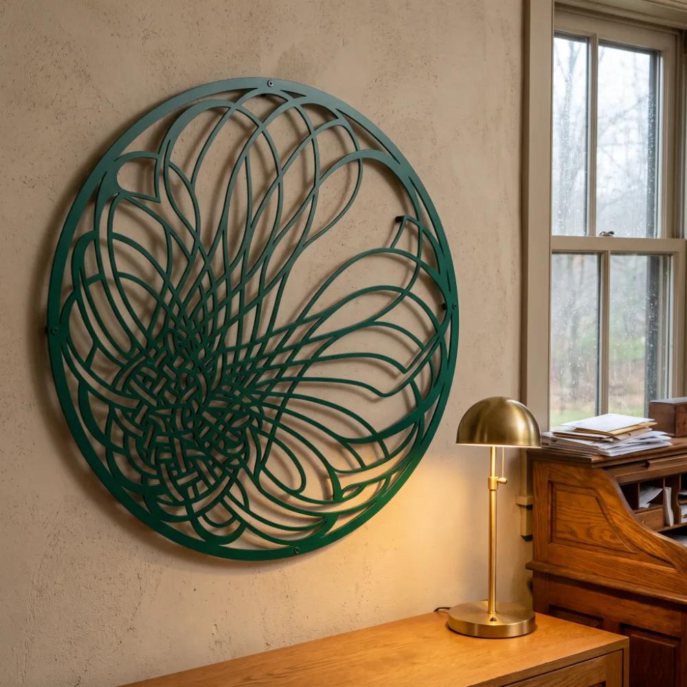Spiral Metal Abstract Wall Art – Quiet Spiral, Living Room Entryway Decor — 3