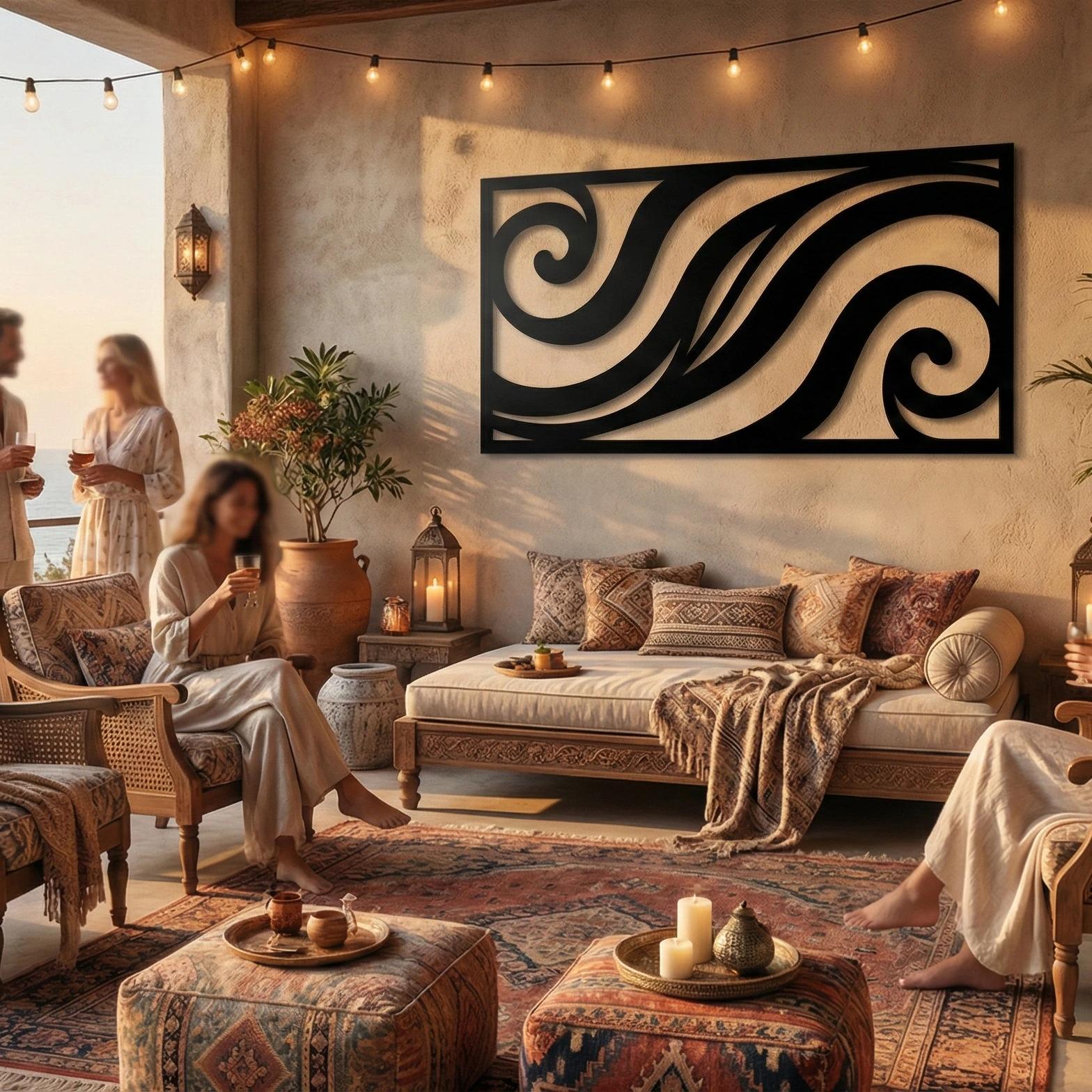 Flowing Water Metal Wall Art – Oceanic Swirl, Modern Coastal Home Decor — 2