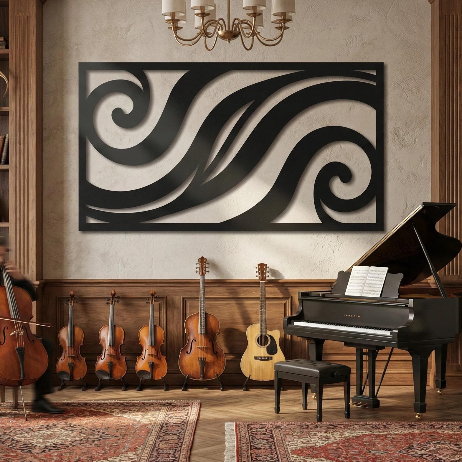 Flowing Water Metal Wall Art – Oceanic Swirl, Modern Coastal Home Decor — 4