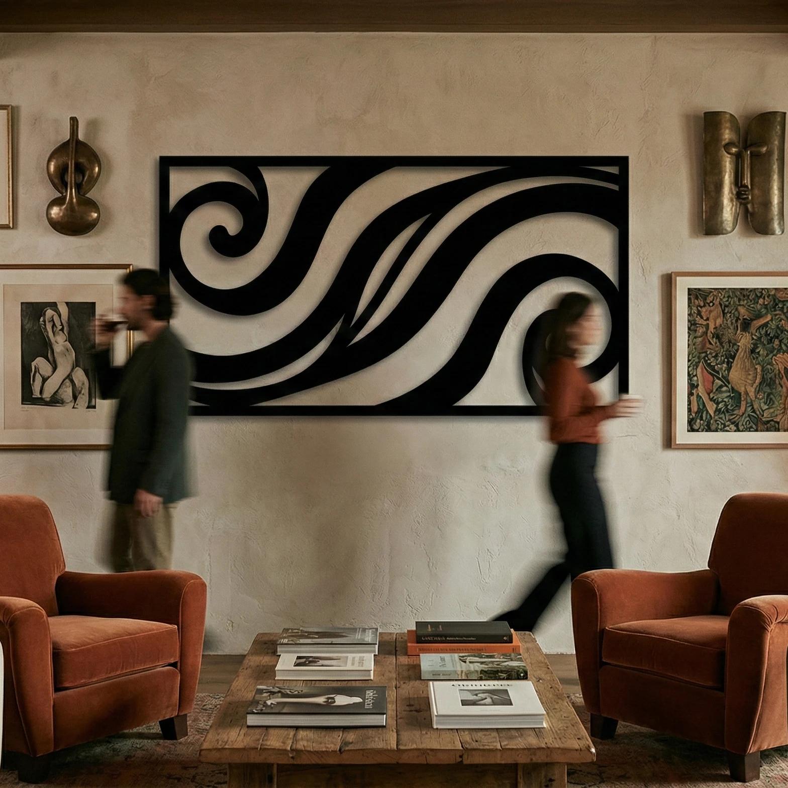 Flowing Water Metal Wall Art – Oceanic Swirl, Modern Coastal Home Decor — 5