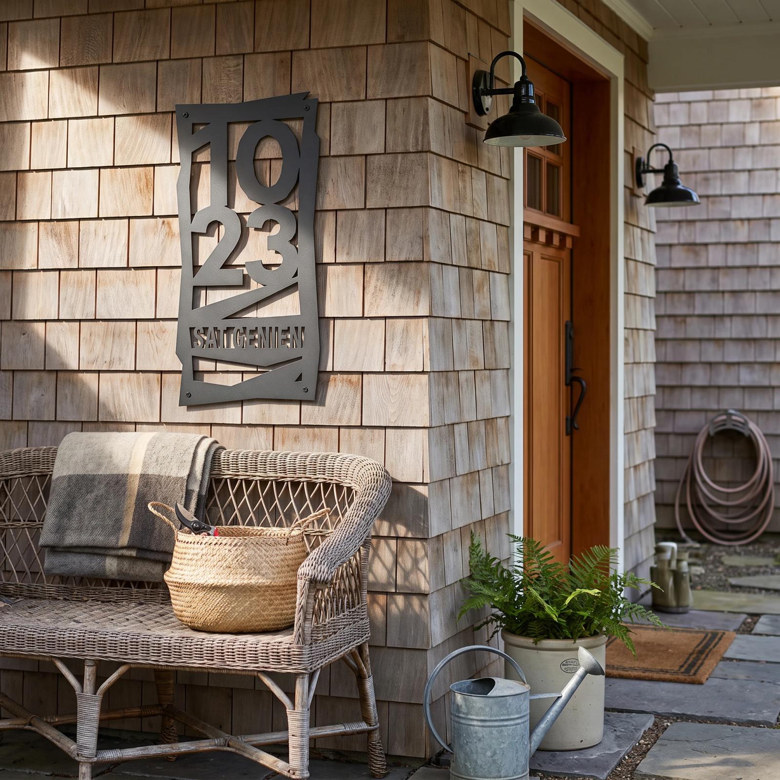 Personalized House Number Metal Wall Art – Torn Threshold, Modern Entryway Decor