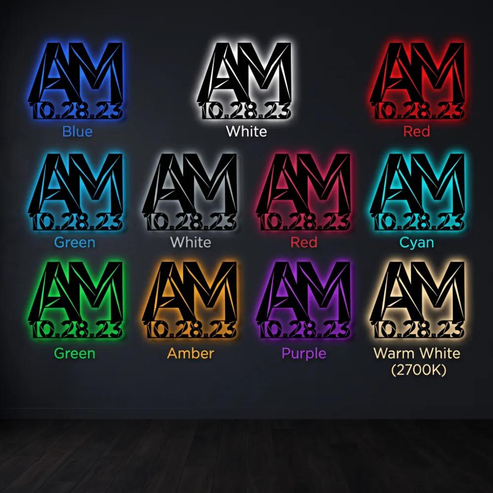 Custom Initials Date Metal Wall Art – Custom Modern Monogram, Living Room Decor — 10