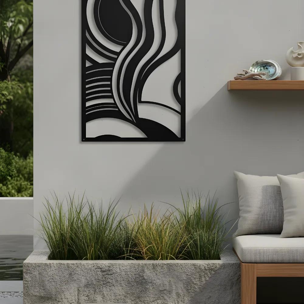 Abstract Flowing Lines Metal Wall Art – Swirling Harmony, Modern Living Room Decor — 2