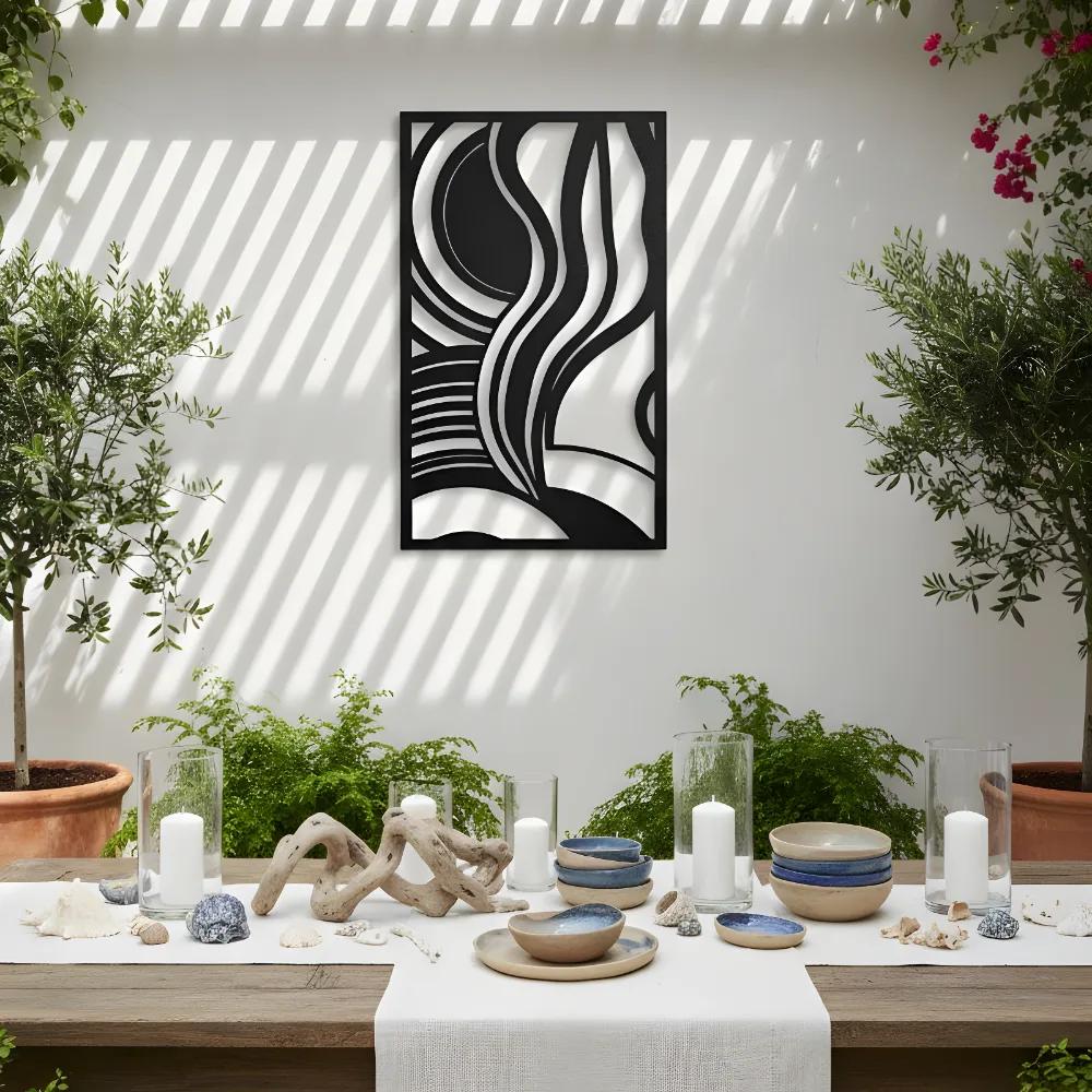Abstract Flowing Lines Metal Wall Art – Swirling Harmony, Modern Living Room Decor — 4