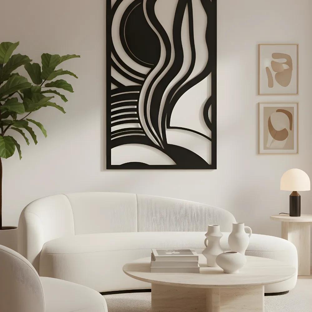 Abstract Flowing Lines Metal Wall Art – Swirling Harmony, Modern Living Room Decor — 5