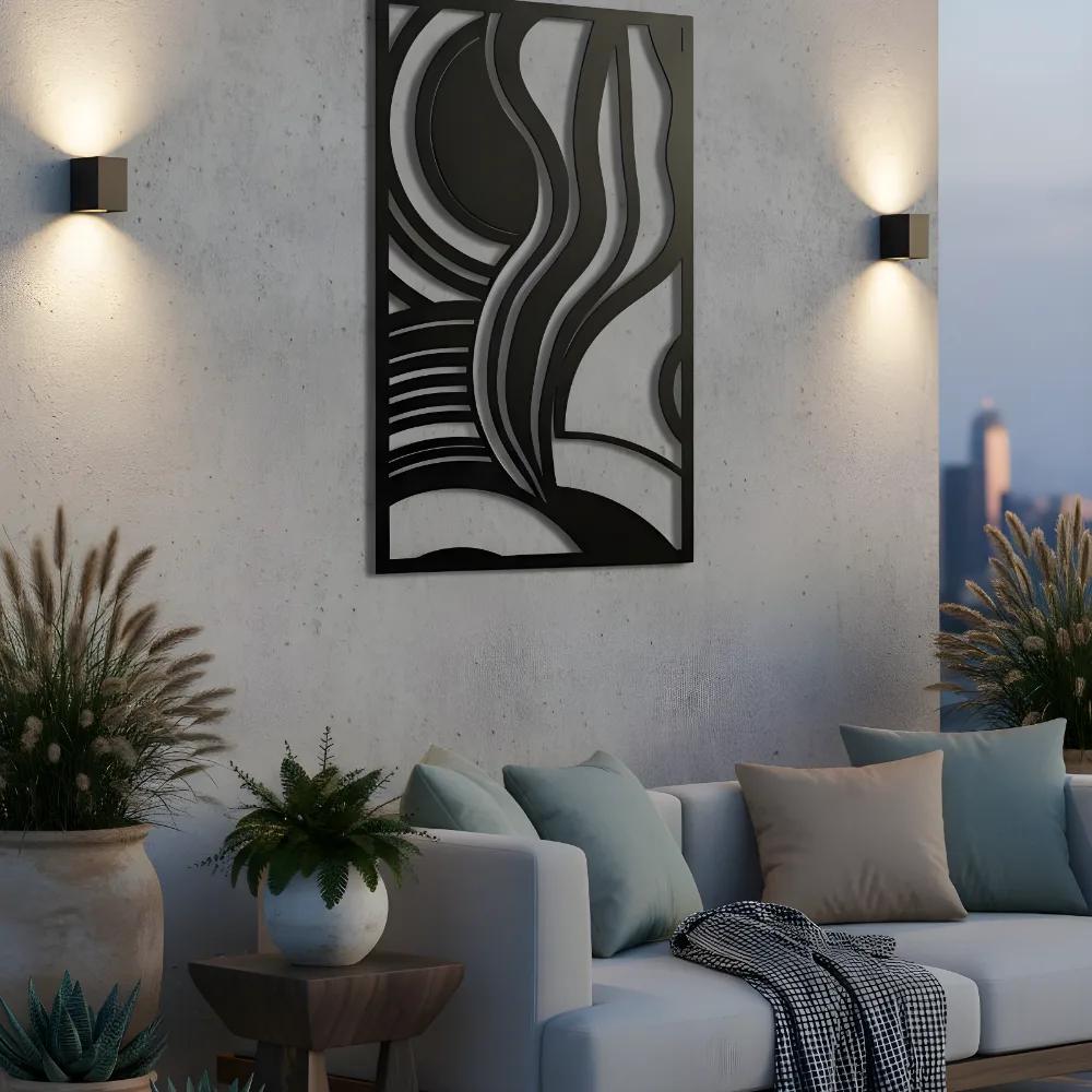 Abstract Flowing Lines Metal Wall Art – Swirling Harmony, Modern Living Room Decor — 6