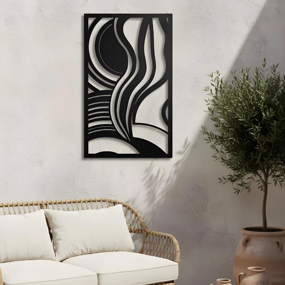 Abstract Flowing Lines Metal Wall Art – Swirling Harmony, Modern Living Room Decor — 7