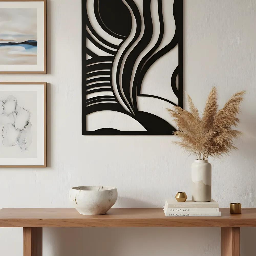 Abstract Flowing Lines Metal Wall Art – Swirling Harmony, Modern Living Room Decor — 8