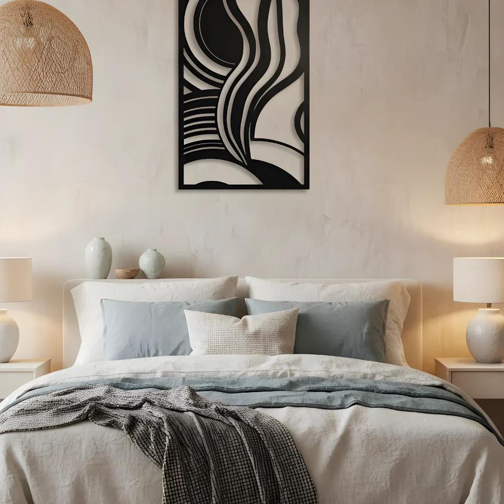 Abstract Flowing Lines Metal Wall Art – Swirling Harmony, Modern Living Room Decor — 9