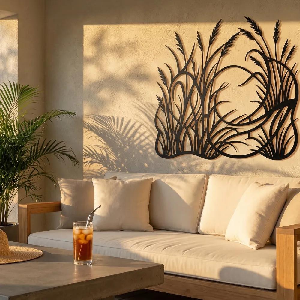 Prairie Grasses Metal Wall Art – Meadow Sunset Silhouette, Farmhouse Decor — 4