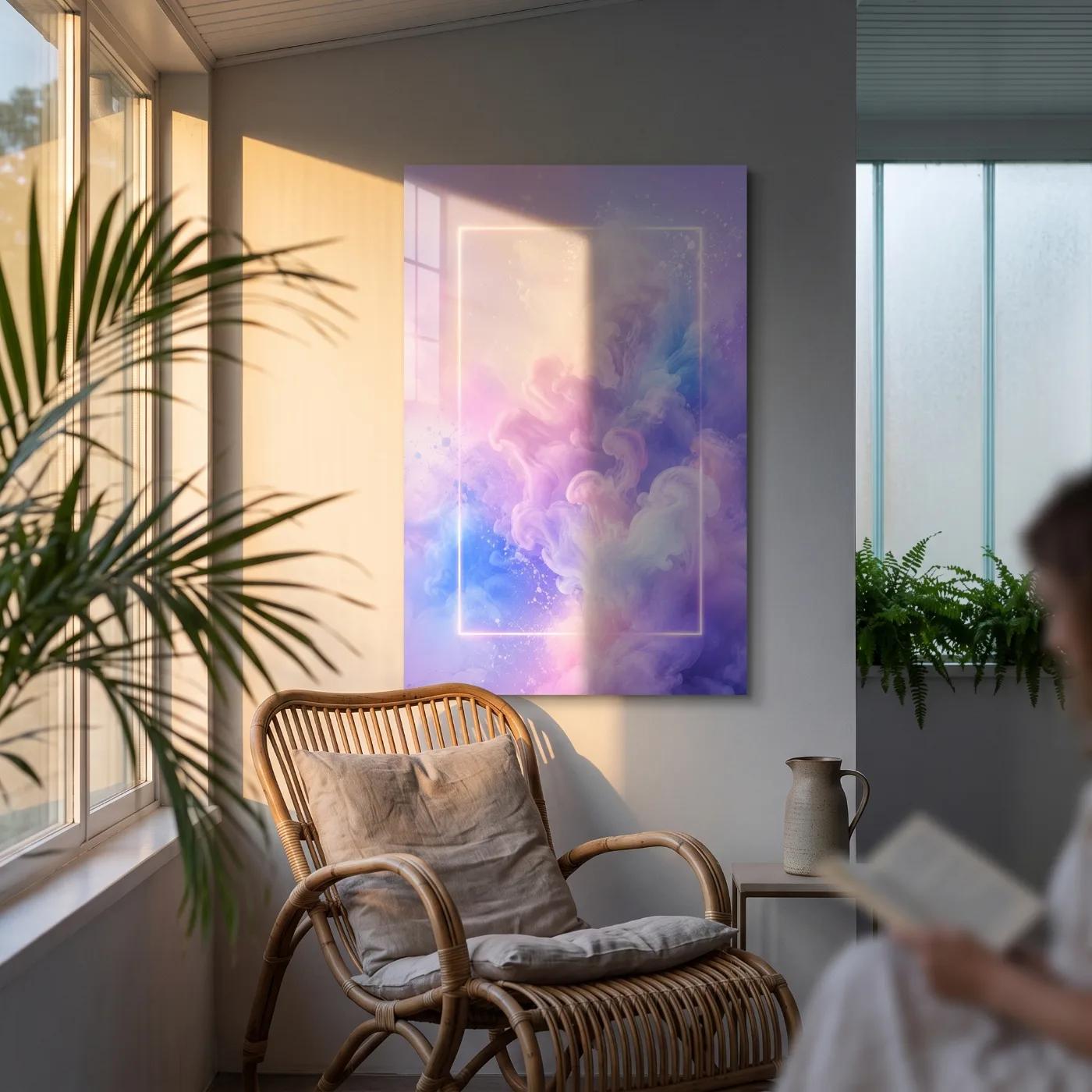 Pastel Smoke Wall Art Neon Frame Cloud Design | Glass Wall Art — 5