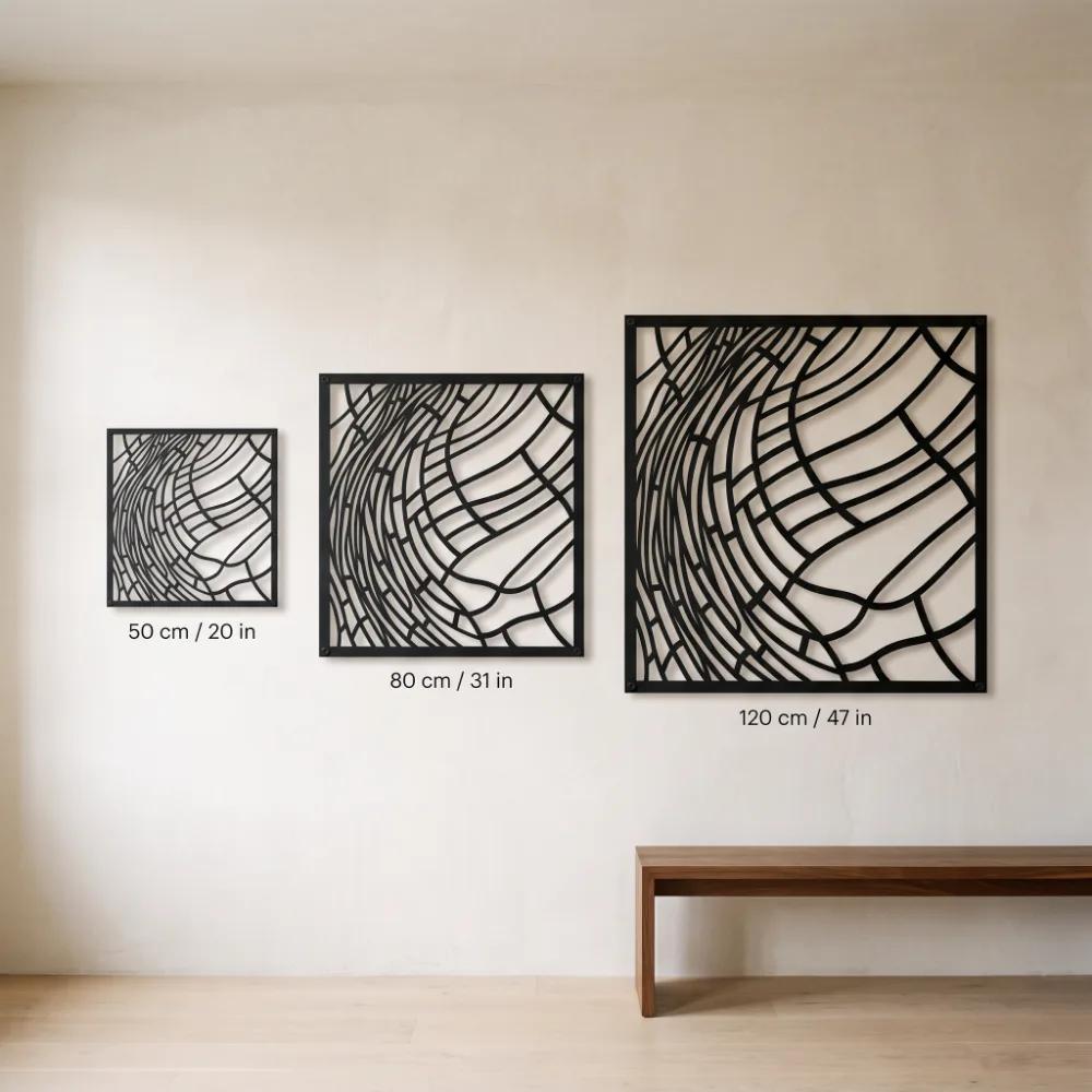 Warped Grid Metal Op Art Wall Art – Drift Field, Modern Living Room Decor — 10