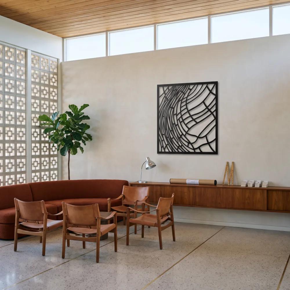 Warped Grid Metal Op Art Wall Art – Drift Field, Modern Living Room Decor — 6