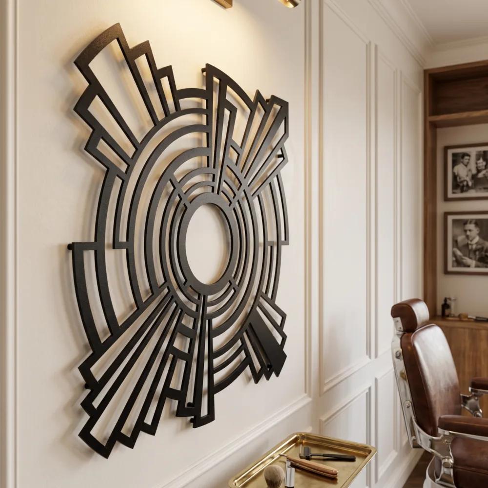 Geometric Deco Burst Metal Wall Art – Sonic Sphere, Modern Living Room Decor — 7