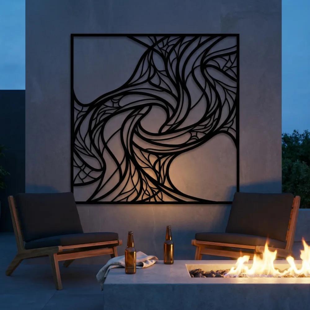 Abstract Waves Metal Wall Art – Swirling Motion, Modern Living Room Decor — 3