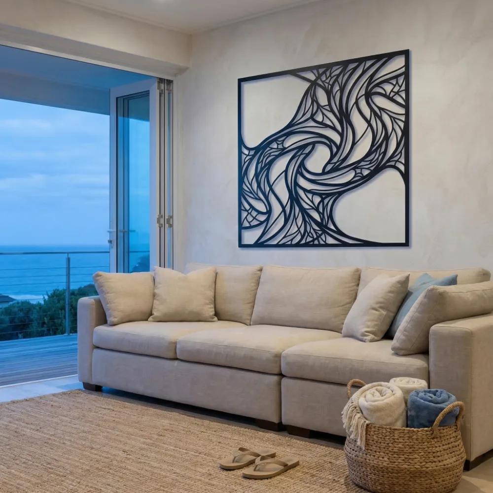 Abstract Waves Metal Wall Art – Swirling Motion, Modern Living Room Decor — 2
